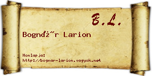 Bognár Larion névjegykártya